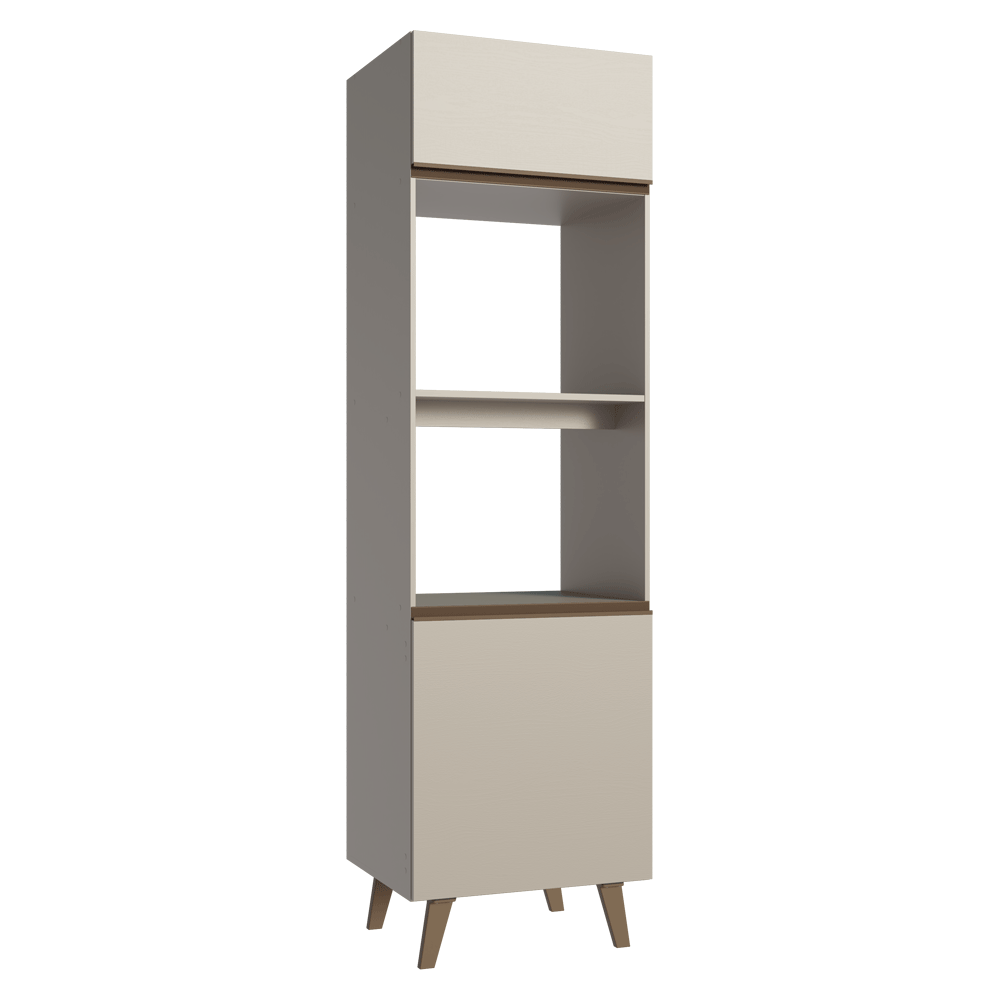 Torre Quente 60 cm 2 Portas 2 Nichos Com Pés Crema Nice Madesa