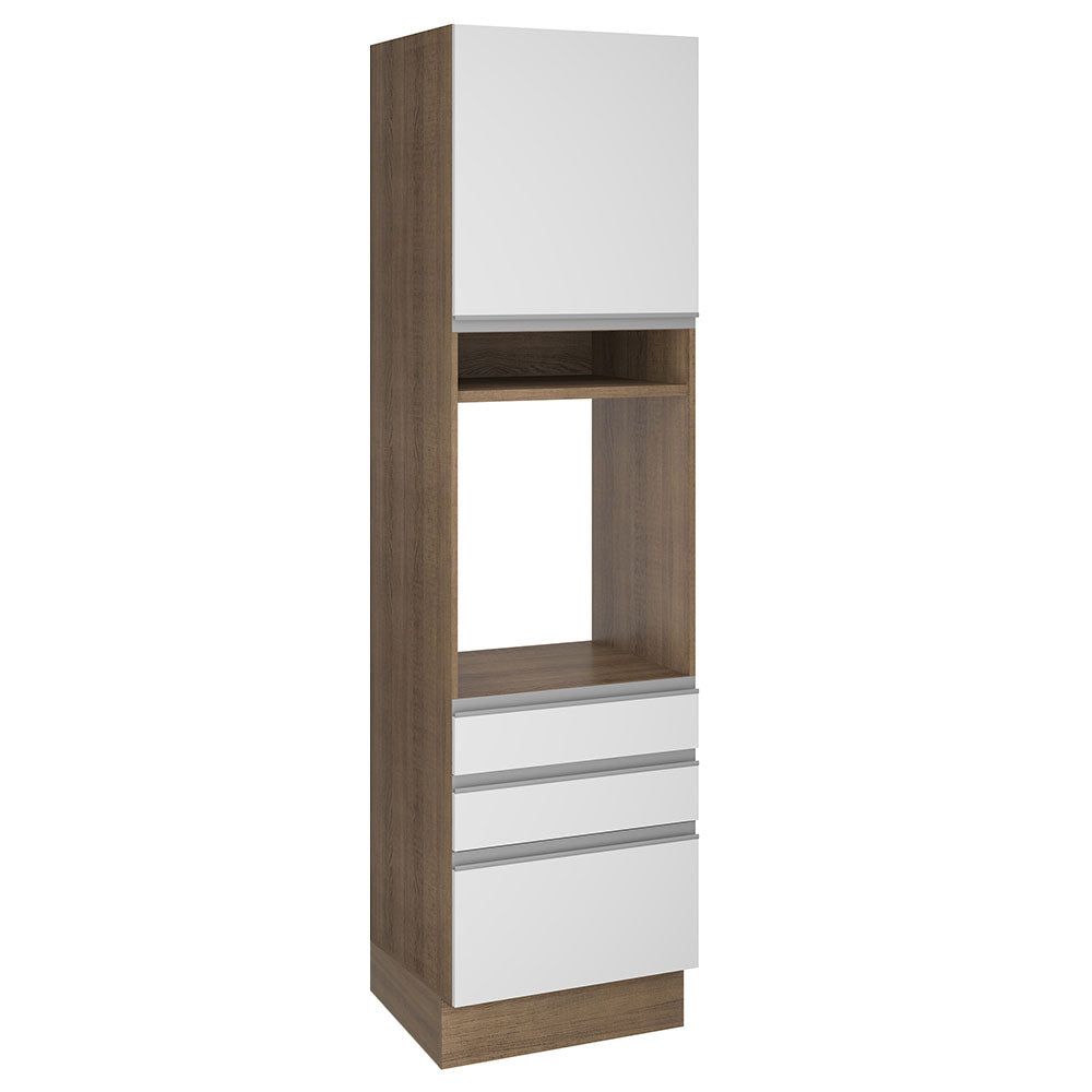 Torre Quente Madesa Glamy 60 cm 1 Porta 3 Gavetas Rustic/Branco