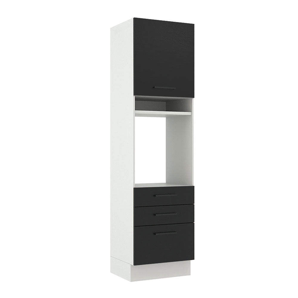 Torre Quente Madesa Agata 60 cm 1 Porta 3 Gavetas Branco/Preto