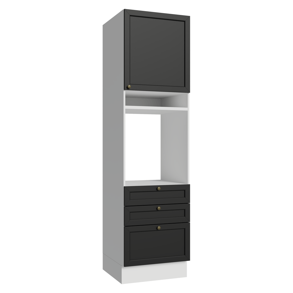 Torre Quente 60 cm 1 Porta 3 Gavetas Branco/Preto Vik Madesa