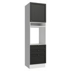 Torre Quente 60 cm 1 Porta 3 Gavetas Branco/Preto Vik Madesa