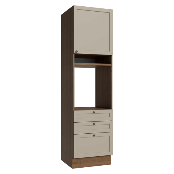 Torre Quente 60 cm 1 Porta 3 Gavetas Rustic/Crema Vik Madesa