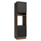 Torre Quente 60 cm 1 Porta 3 Gavetas Rustic/Preto Vik Madesa