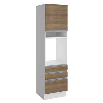 Torre Quente Madesa Glamy 60 cm 1 Porta 3 Gavetas Branco/Rustic