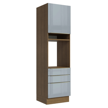 Torre Quente 60 cm 1 Porta e 3 Gavetas Rustic/Cinza Lux Madesa