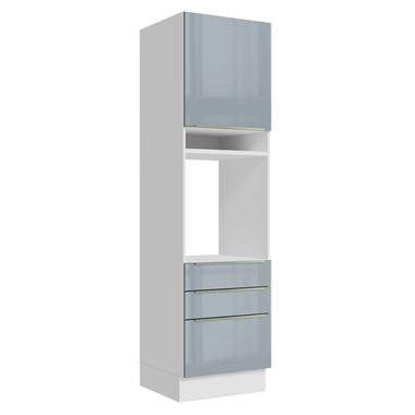 Torre Quente 60 cm 1 Porta e 3 Gavetas Branco/Cinza Lux Madesa