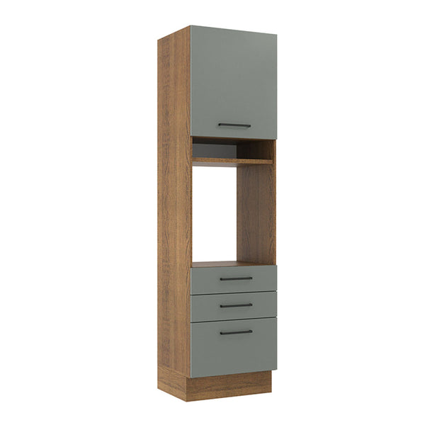 Torre Quente Madesa Agata 60 cm 1 Porta 3 Gavetas Rustic/Cinza