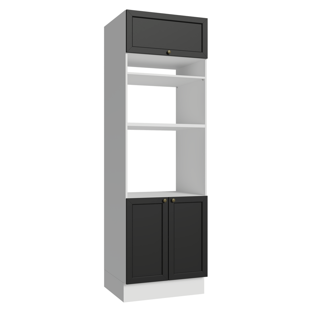 Torre Quente 70 cm 3 Portas Branco/Preto Vik Madesa