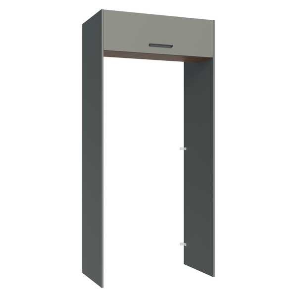 Porta-Geladeira 103 cm 1 Porta Basculante Cinza/Rustic/Cinza Agata Madesa