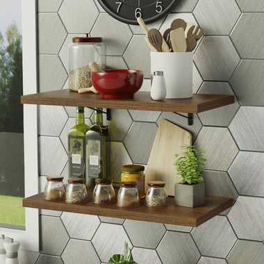Kit 2 Prateleiras Suspensas para Cozinha Madesa 60 cm com Mão Francesa Rustic