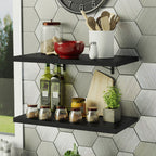 Kit 2 Prateleiras Suspensas para Cozinha Madesa 60 cm com Mão Francesa Preto