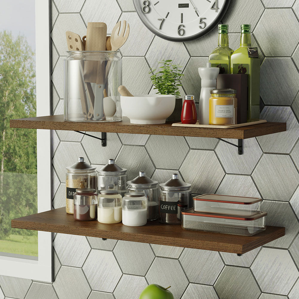 Kit 2 Prateleiras Suspensas para Cozinha Madesa 80 cm com Mão Francesa Rustic