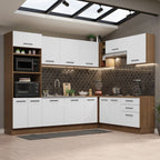 Armário de Cozinha Completa de Canto 479cm Rustic Branco Agata Madesa 01