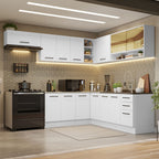 Armário de Cozinha Completa de Canto 486cm Branco 60cm de Profundidade Agata Madesa 01