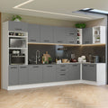 Armário de Cozinha Planejada de Canto 499cm Branco/Cinza Agata Madesa 01