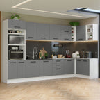 Armário de Cozinha Planejada de Canto 499cm Branco/Cinza Agata Madesa 01