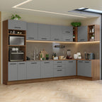 Armário de Cozinha Planejada de Canto 499cm Rustic/Cinza Agata Madesa 01