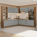 Armário de Cozinha Completa 549cm Rustic/Cinza Agata Madesa 01