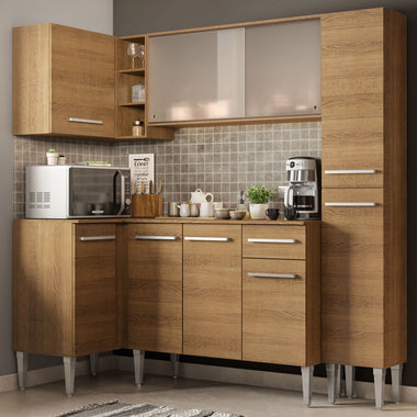 Armário de Cozinha Completa de Canto 261cm Rustic Emilly Face Madesa 02