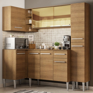Armário de Cozinha Completa de Canto 261cm Rustic Emilly River Madesa 03