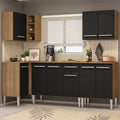 Armário de Cozinha Completa de Canto 293cm Rustic/Preto Emilly Open Madesa 01