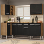 Armário de Cozinha Completa de Canto 293cm Rustic/Preto Emilly Open Madesa 01