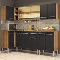Armário de Cozinha Completa de Canto 293cm Rustic/Preto Emilly Play Madesa 04