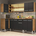 Armário de Cozinha Completa de Canto 293cm Rustic/Preto Emilly Play Madesa 04