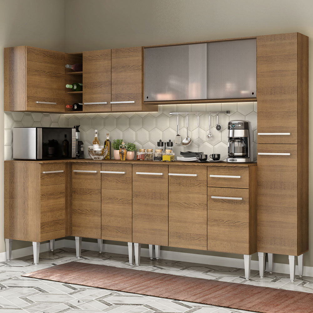 Armário de Cozinha Completa de Canto 325cm Rustic Emilly Space Madesa 03
