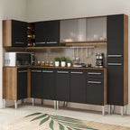 Armário de Cozinha Completa de Canto 325cm Rustic/Preto Emilly Space Madesa 03