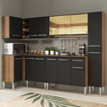 Armário de Cozinha Completa de Canto 325cm Rustic/Preto Emilly Wave Madesa 04