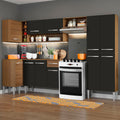 Armário de Cozinha Completa de Canto 353cm Rustic/Preto Emilly Sun Madesa 01