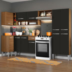 Armário de Cozinha Completa de Canto 353cm Rustic/Preto Emilly Sun Madesa 01