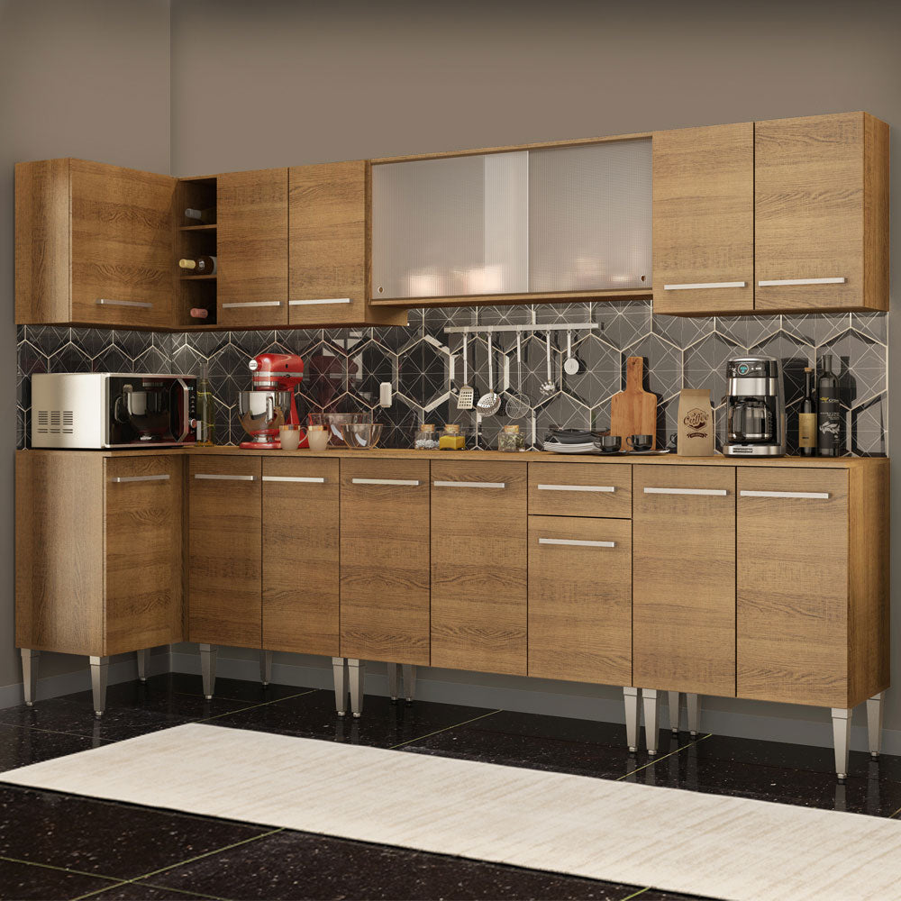 Armário de Cozinha Completa de Canto 357cm Rustic Emilly Jazz Madesa 02