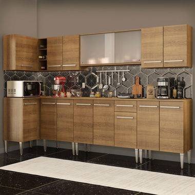 Armário de Cozinha Completa de Canto 357cm Rustic Emilly Jazz Madesa 02