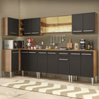 Armário de Cozinha Completa de Canto 357cm Rustic/Preto Emilly Mega Madesa 03