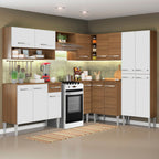 Armário de Cozinha Completa de Canto 417cm Rustic/Branco Emilly Ice Madesa 01