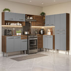 Armário de Cozinha Completa de Canto 417cm Cinza/Rustic Emilly Madesa 02