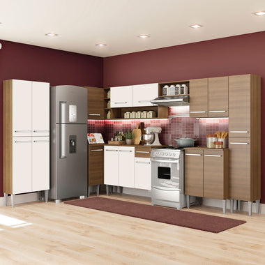 Armário de Cozinha Completa de Canto 513cm Rustic/Branco Emilly Live Madesa 01