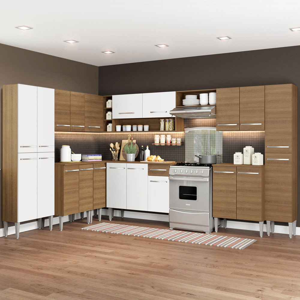 Armário de Cozinha Completa de Canto 513cm Rustic/Branco Emilly Big Madesa 02