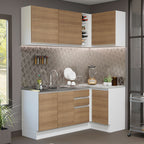 Armário de Cozinha Compacta de Canto 269cm Branco/Rustic Glamy Madesa 01