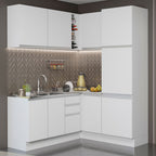 Armário de Cozinha Completa de Canto 329cm Branco Glamy Madesa 01