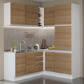 Armário de Cozinha Completa de Canto 329cm Branco Rustic Glamy Madesa 01