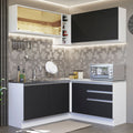 Armário de Cozinha Completa de Canto 329cm Branco Preto Glamy Madesa 02