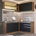 Armário de Cozinha Completa de Canto 329cm Rustic Preto Glamy Madesa 02