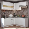 Armário de Cozinha Completa de Canto 349cm Branco Glamy Madesa 01