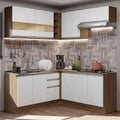 Armário de Cozinha Completa de Canto 349cm Rustic/Branco Glamy Madesa 01