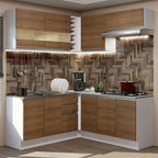 Armário de Cozinha Completa de Canto 349cm Branco/Rustic Glamy Madesa 01