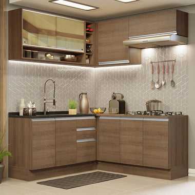 Armário de Cozinha Completa de Canto 349cm Rustic Glamy Madesa 02