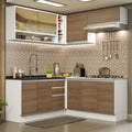 Armário de Cozinha Completa de Canto 349cm Branco Rustic Glamy Madesa 02